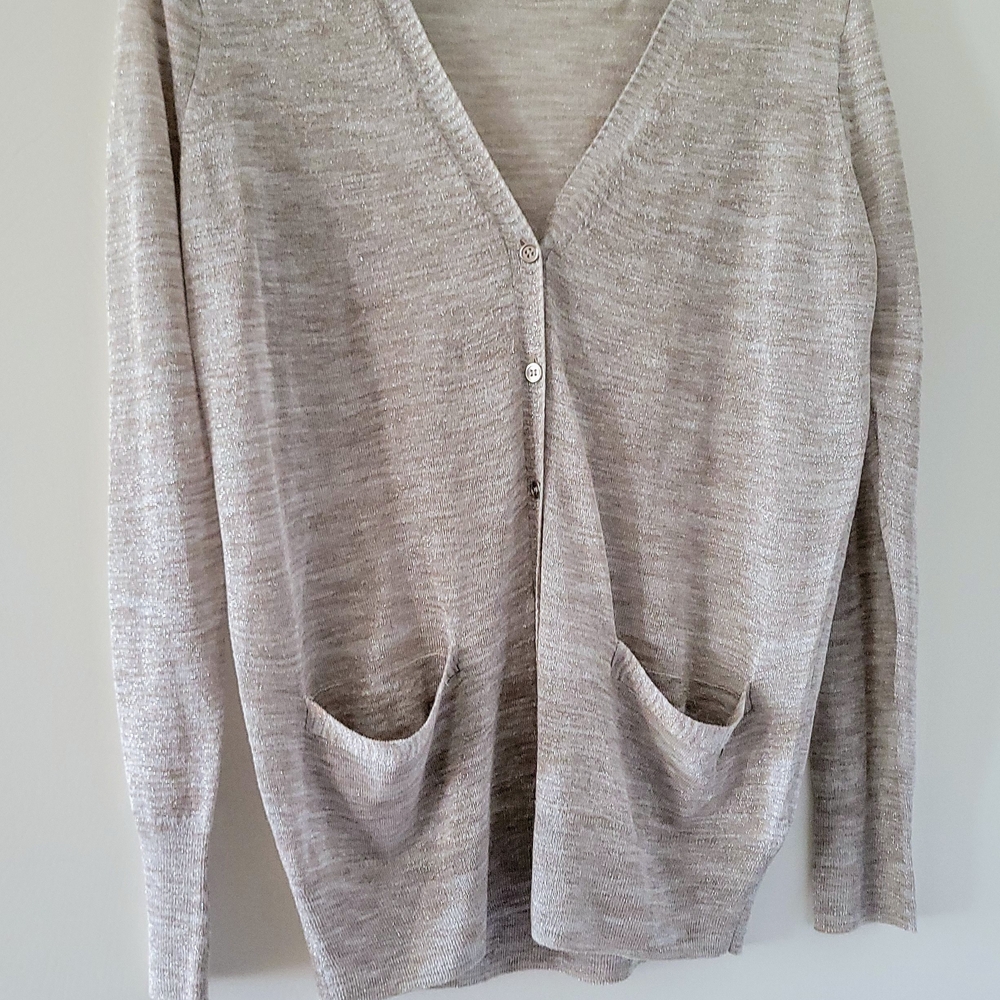 J. Crew Light Brown Metallic  Cardigan Sweater